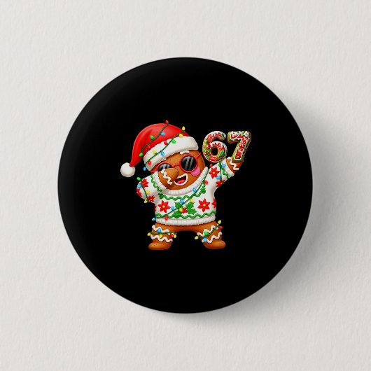 Funny Gingerbread Six Seven 67 Ice Cream Drip Chri Button (Vorderseite)
