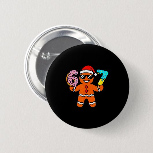 Funny Gingerbread Six Seven 67 Ice Cream Drip Chri Button (Vorne & Hinten)