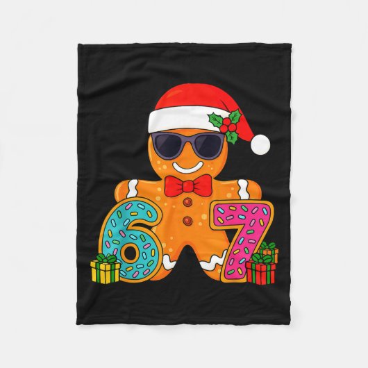 Funny Gingerbread Six Seven 67 Ice Cream Drip Chri Fleecedecke (Vorderseite)
