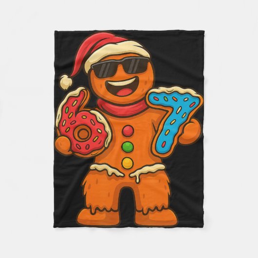 Funny Gingerbread Six Seven 67 Ice Cream Drip Chri Fleecedecke (Vorderseite)