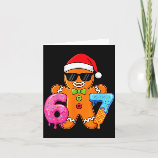 Funny Gingerbread Six Seven 67 Ice Cream Drip Chri Karte (Vorderseite)