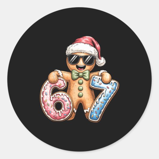 Funny Gingerbread Six Seven 67 Ice Cream Drip Chri Runder Aufkleber (Vorderseite)