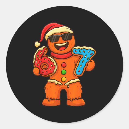 Funny Gingerbread Six Seven 67 Ice Cream Drip Chri Runder Aufkleber (Vorderseite)