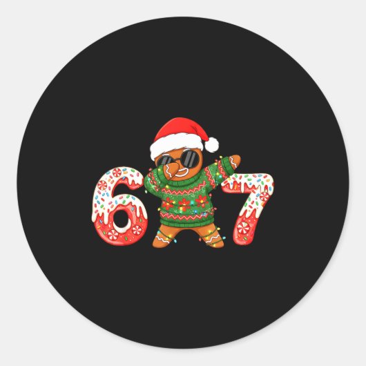Funny Gingerbread Six Seven 67 Ice Cream Drip Chri Runder Aufkleber (Vorderseite)
