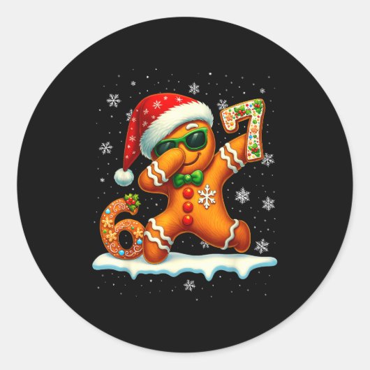 Funny Gingerbread Six Seven 67 Ice Cream Drip Chri Runder Aufkleber (Vorderseite)