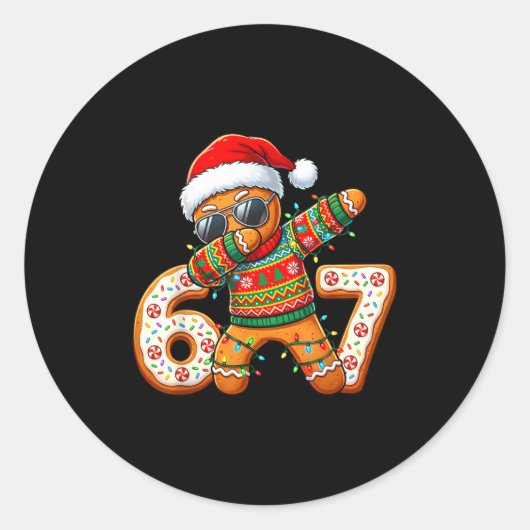 Funny Gingerbread Six Seven 67 Ice Cream Drip Chri Runder Aufkleber (Vorderseite)