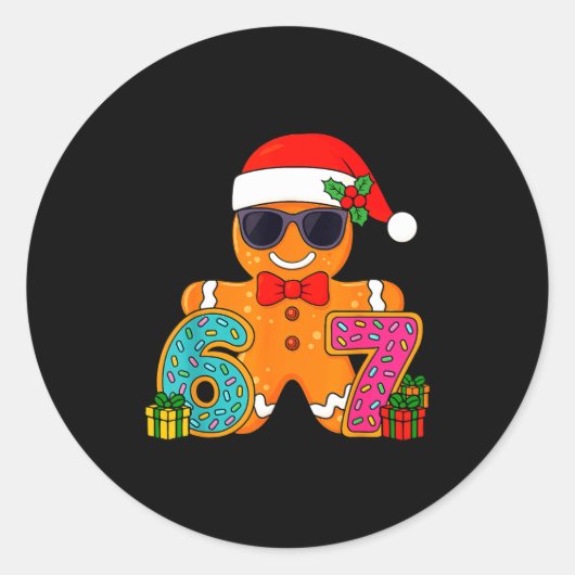 Funny Gingerbread Six Seven 67 Ice Cream Drip Chri Runder Aufkleber (Vorderseite)