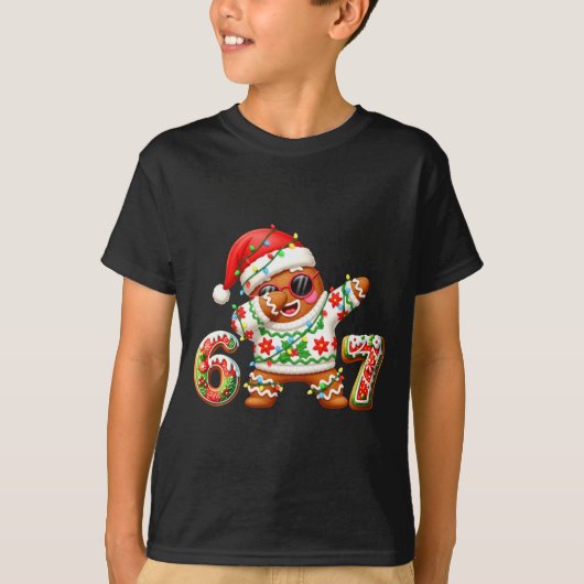Funny Gingerbread Six Seven 67 Ice Cream Drip Chri T-Shirt (Vorderseite)