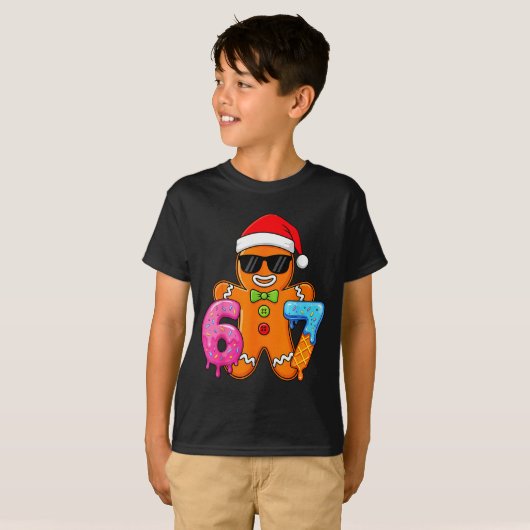 Funny Gingerbread Six Seven 67 Ice Cream Drip Chri T-Shirt (Vorne ganz)