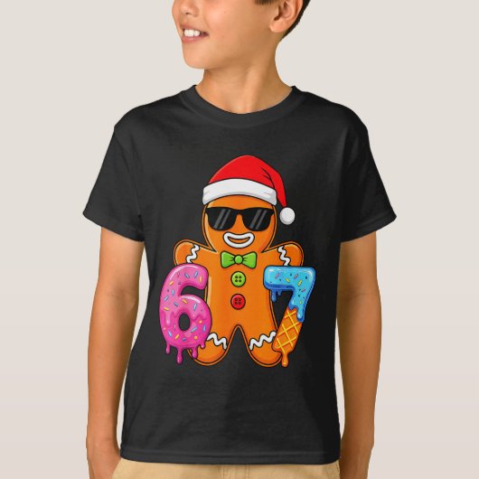 Funny Gingerbread Six Seven 67 Ice Cream Drip Chri T-Shirt (Vorderseite)
