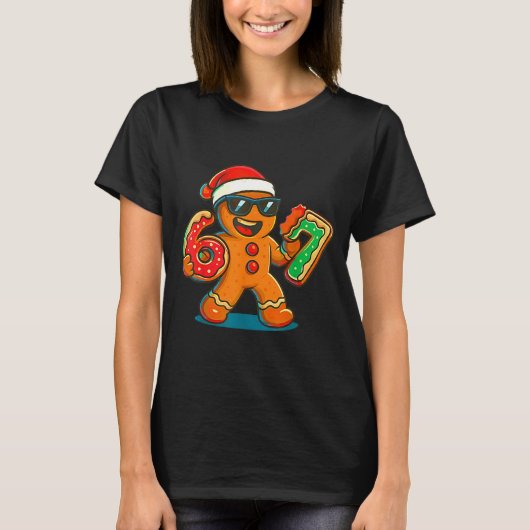 Funny Gingerbread Six Seven 67 Ice Cream Drip Chri T-Shirt (Vorderseite)