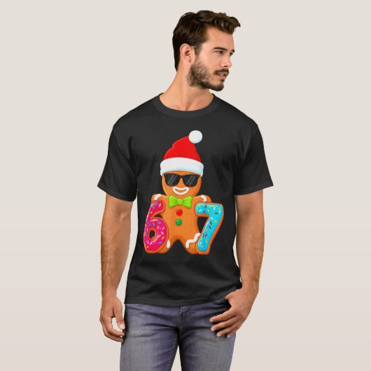 Funny Gingerbread Six Seven 67 Ice Cream Drip Chri T-Shirt (Vorne ganz)