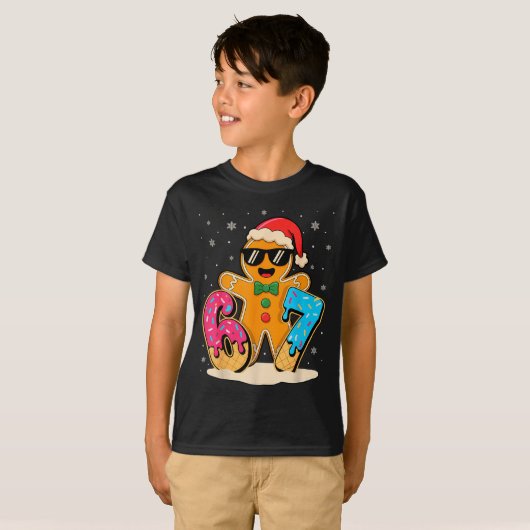 Funny Gingerbread Six Seven 67 Ice Cream Drip Chri T-Shirt (Vorne ganz)