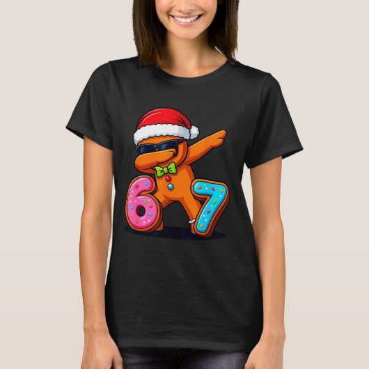 Funny Gingerbread Six Seven 67 Ice Cream Drip Chri T-Shirt (Vorderseite)