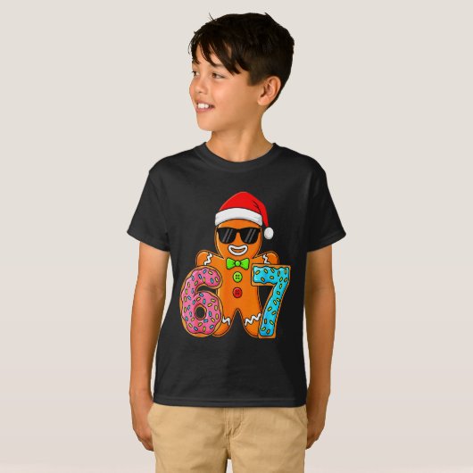 Funny Gingerbread Six Seven 67 Ice Cream Drip Chri T-Shirt (Vorne ganz)