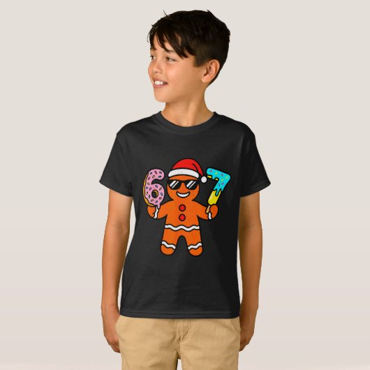 Funny Gingerbread Six Seven 67 Ice Cream Drip Chri T-Shirt (Vorne ganz)