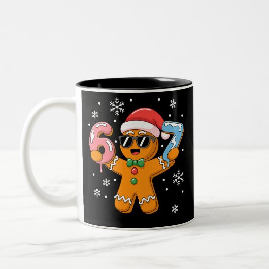 Funny Gingerbread Six Seven 67 Ice Cream Drip Xmas Zweifarbige Tasse (Links)