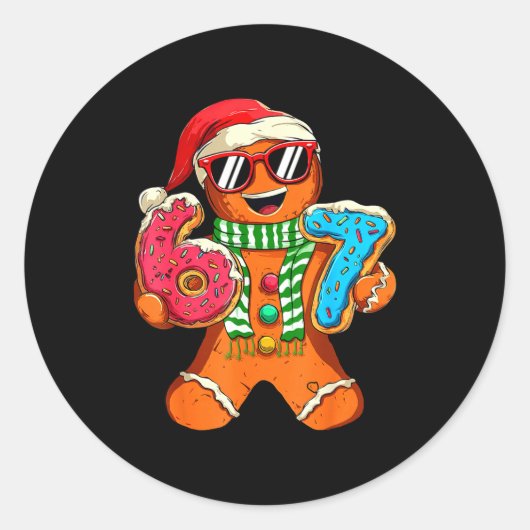 Funny Gingerbread Six Seven 67 Meme Ice Cream Chri Runder Aufkleber (Vorderseite)