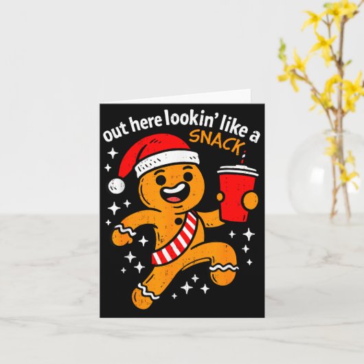 Funny Gingerbread Snack Christmas Xmas Teens Girls Karte (Gelbe Blume)