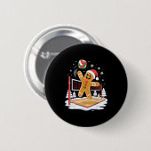 Funny Gingerbread Volleyball Player Christmas  Button (Vorne & Hinten)