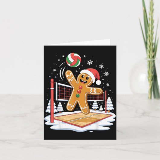 Funny Gingerbread Volleyball Player Christmas  Karte (Vorderseite)