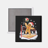 Funny Gingerbread Volleyball Player Christmas  Magnet (Vorderseite/Rückseite)