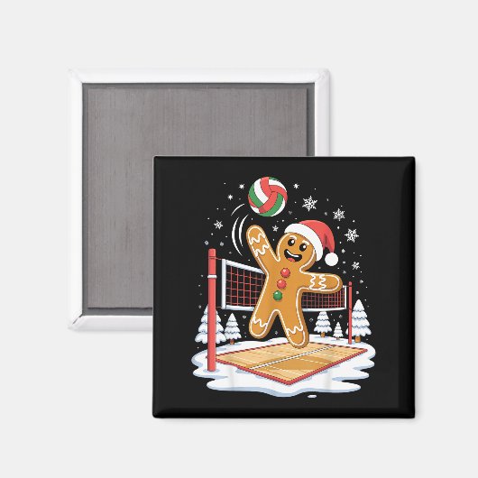 Funny Gingerbread Volleyball Player Christmas  Magnet (Vorderseite/Rückseite)