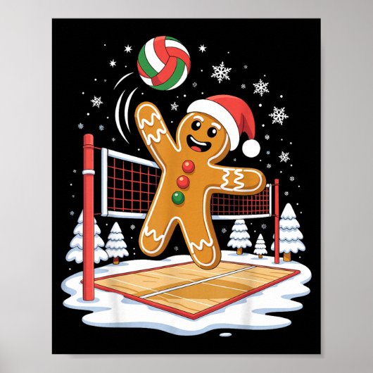 Funny Gingerbread Volleyball Player Christmas Poster (Vorne)
