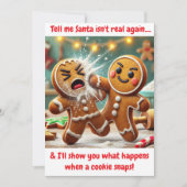 Funny Gingerbreman Argue über Santa Feiertagskarte (Vorderseite)