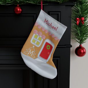 Funny Gingerbrot House Personalisiert Kids Großer Weihnachtsstrumpf