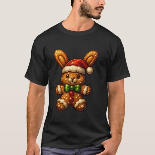 Funny Gingerbrot Mann Bunny Christmas Damen Mens T-Shirt (Vorderseite)