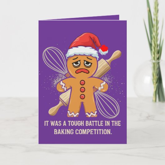 Funny Gingerbrot Mann "Tough Battle Baking Karte (Vorderseite)