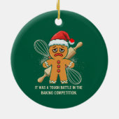 Funny Gingerbrot Mann "Tough Battle Baking Keramik Ornament (Hinten)