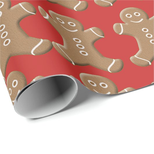 Funny Gingerbrot Men Wrapping Paper Geschenkpapier (Rolleneckpunkt)