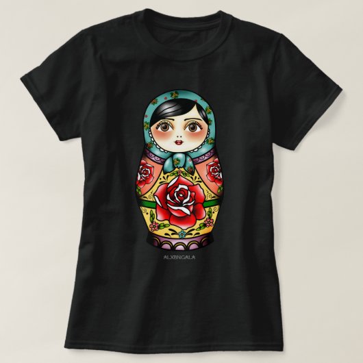 Funny Gips Nesting Doll - Red Palette Blume Mat T-Shirt (Design vorne)