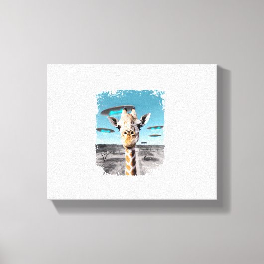 Funny Giraffe Africa Savannah Selfie mit Alien UF Leinwanddruck (Vorderseite)