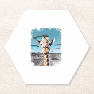 Funny Giraffe Africa Savannah Selfie mit Alien UF Untersetzer