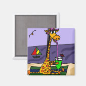 Funny Giraffe am Strand Art Magnet (Vorderseite/Rückseite)
