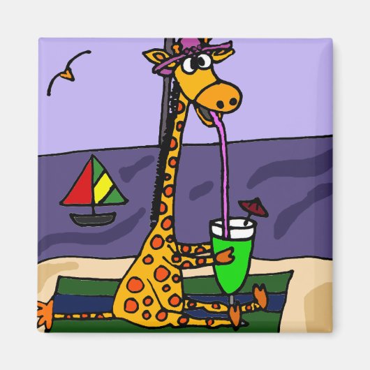 Funny Giraffe am Strand Art Magnet (Vorne)