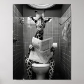 Funny Giraffe auf der Toilette Poster (Vorne)
