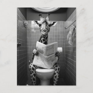 Funny Giraffe auf der Toilette Postkarte