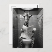 Funny Giraffe auf der Toilette Postkarte (Vorne/Hinten)