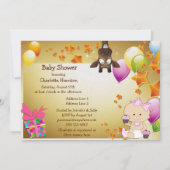 Funny Giraffe, Baby Girl and Cupcakes Babydusche Einladung (Rückseite)