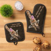 Funny Giraffe Benutzerdefinierter Text und Farbe Ofenhandschuh & Topflappen-Set (Oben Unten)