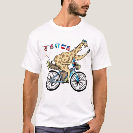Funny Giraffe Bikebacking T-Shirt (Vorderseite)