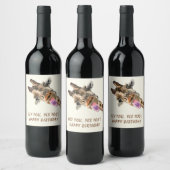 Funny Giraffe Birthday Wine Labels - individuell a Weinetikett (Flaschen)