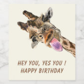 Funny Giraffe Birthday Wine Labels - individuell a Weinetikett (Einzelnes Label)