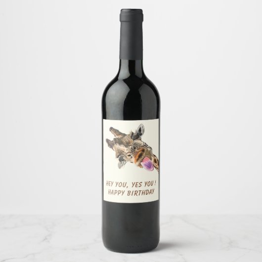Funny Giraffe Birthday Wine Labels - individuell a Weinetikett (Vorderseite)