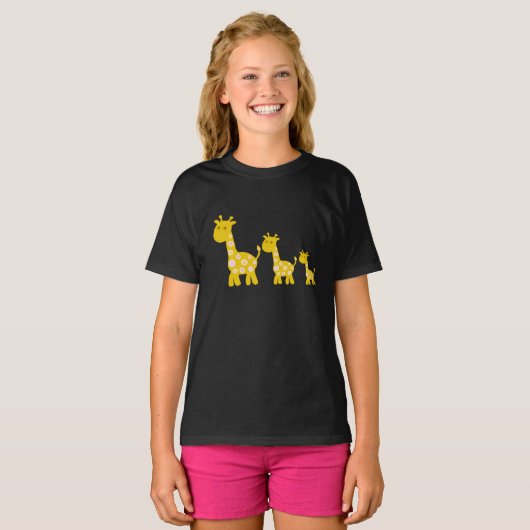 Funny Giraffe Blume Retromuster T-Shirt (Vorne ganz)