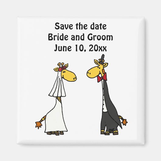 Funny Giraffe Brie und Groom Wedding Art Magnet (Vorne)